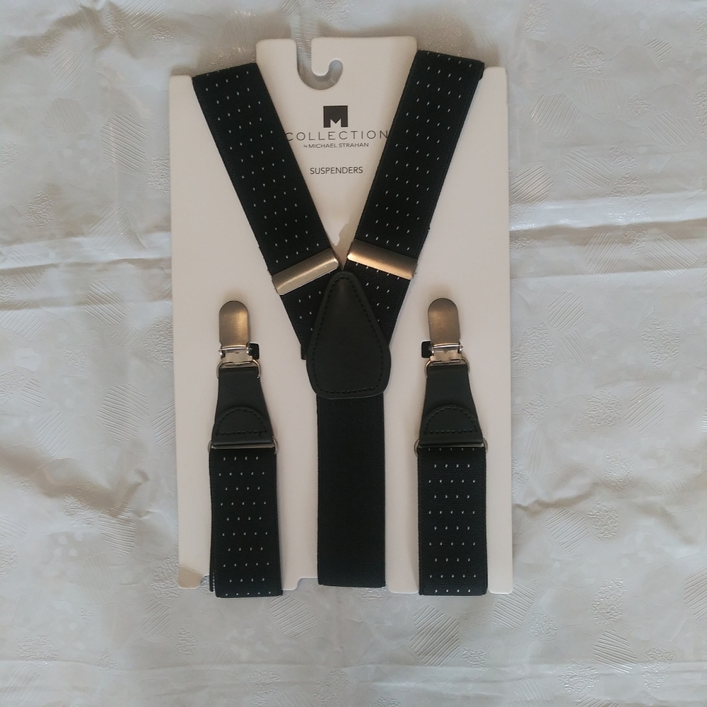 Men's Black Suspenders NWT